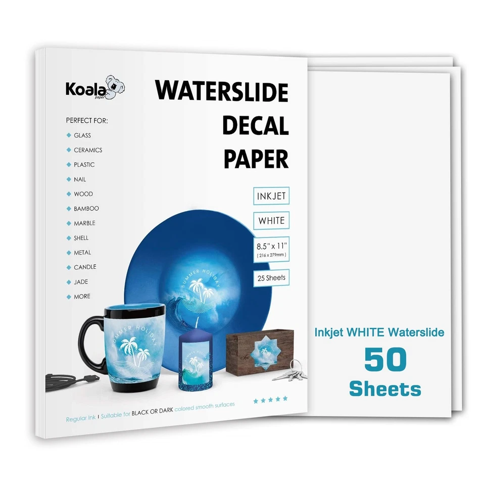 Koala Waterslide Decal Paper Inkjet White  50 Sheets Water Slide Transfer Paper - Image 1 of 4