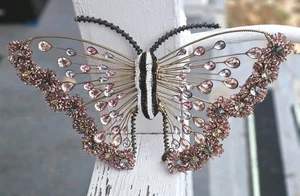 MacKenzie-Childs Starburst rosa groß 14" Schmetterling Wanddekor Perlen Rarität nicht mehr produziert - Bild 1 von 5