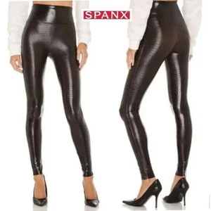Spanx Leggings Kroko-Prägung Glanz S braun - Bild 1 von 9