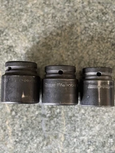 Snap On 3/4” Drive 1 -3/8, 1 -5/16 And 1 -3/16 6 Pt Shallow Impact Sockets - Picture 1 of 5