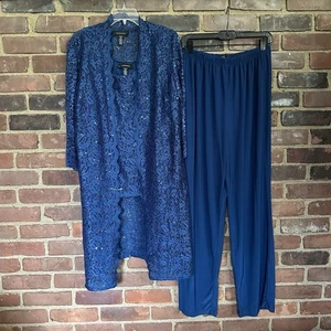 R&M Richards Lace Duster Jacket Shell Pantsuit - Bride Pant Suit Sz 14 / Large - Picture 1 of 5