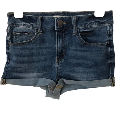 So Denim Shortie Shorts 11/30W High Rise Rolled Hem 5 Pocket Zip 30W Inseam 2” - Image 1 of 4