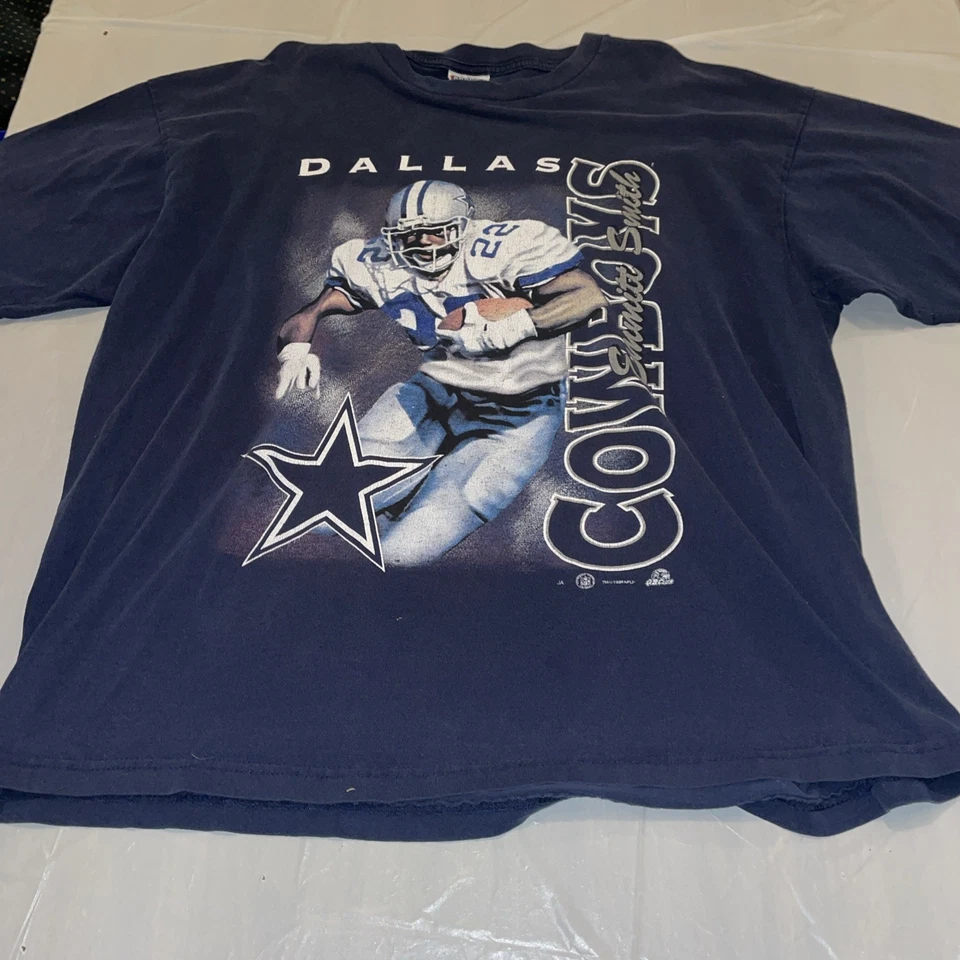 Camiseta Para Hombres 2XL De Colección Azul Dallas Cowboys #22 Emmitt Smith Fútbol 1998 Foto 1 de 4