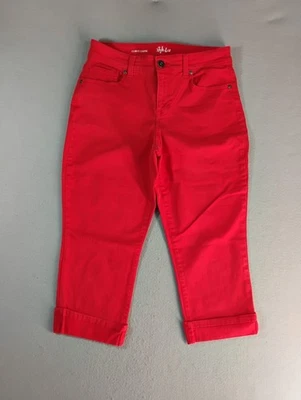 Pantalones de mezclilla para mujer Style Co 6 rojos curvilíneos capri puños lisos lavado medio 5 bolsillos Foto 1 de 4