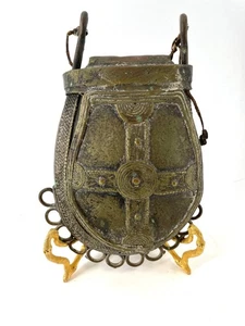 Antike afrikanische Nupe Medizin Handtasche Bronzeguss Behälter Tasche Nigerian Yaruba - Bild 1 von 4