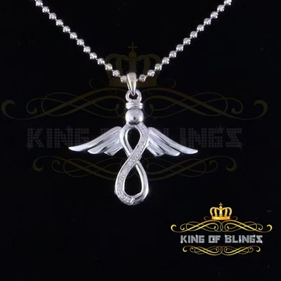 Collar colgante real con dije blanco plateado infinito de diamantes con alas 0,05 quilates Foto 1 de 4