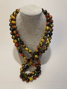 Damenkette Perlenkette  Extravaganter Modeschmuck Halskette Bunt Holz - Bild 1 von 3