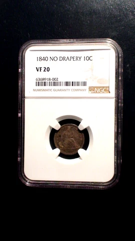 1840 P NGC VF20 NO DRAPERY SEATED LIBERTY DIME 10C Coin PRICED TO SELL! Cover