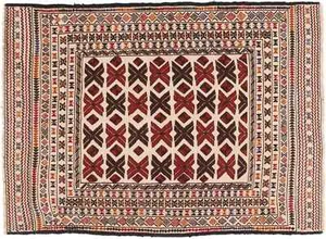 Afghan Kelim Gol Barjasta Teppich 140x200 Handgewebt Beige Geometrisch e - Bild 1 von 9