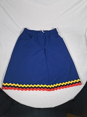 Vtg Alex Colman California Blue Skirt Festive Medium Primary Colors Knee Length - Image 1 of 4