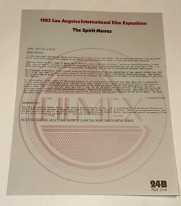 The Spirit Moves 1983 Filmex Programm Mura Dehn Film Folk Jazz Tanzfilm - Bild 1 von 1