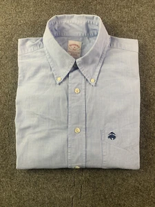 Camisa Brooks Brothers 346 Para Hombres 100% Algodón Manga Larga Con Botones Talla M Azul - Imagen 1 de 9