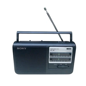VINTAGE SONY ICF-38 PORTABLE AM/FM RADIO - Black w Manual - CLEAN Tested Working - Picture 1 of 14