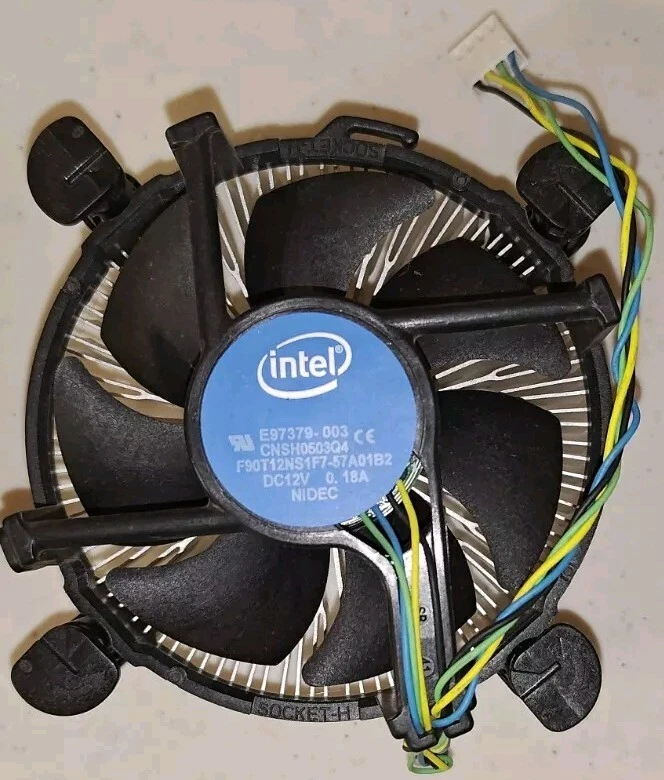 Intel E97379-003 Socket CPU Heat Sink w/Cooling Fan 12v .18A 1151 1155 1150 1156 - Image 1 of 1
