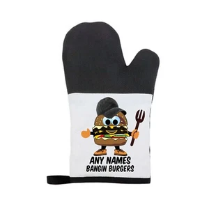 Personalised Banging Burgers Rubber/Canvas Material Oven Mitt/Glove Christmas - Picture 1 of 3