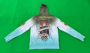Vintage RARE Ed Hardy By Christian Audigier Men's Full Zip Hoodie Size L. - Picture 1 of 10