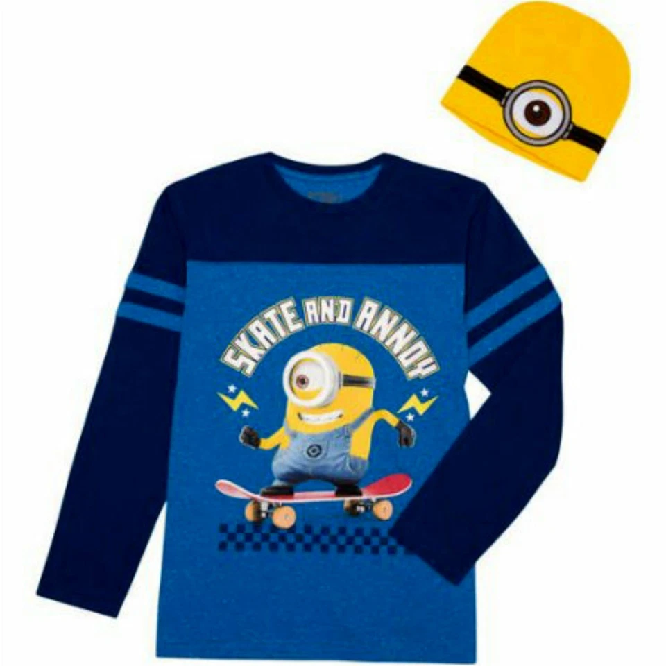 Despicable Me Minion T-shirt Child Size 4 5 6 7 8 10 12 14 16 New Beanie Hat set - Image 1 of 1