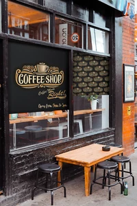 Café Restaurant maßgeschneidert personalisiert bedruckt Fensterrollo maßgeschneidert - Bild 1 von 6