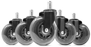 WEN CA305W 3" Polyurethane Replacement Office Chair Swivel Caster Wheels, 5-Pack - Picture 1 of 2