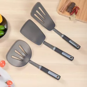 3pc Black Silicone Spatula Set Nonstick Heat Resistant Kitchen Utensils/Turner - Picture 1 of 2