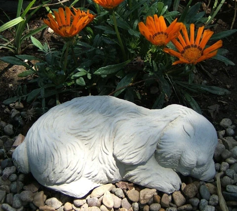 VINTAGE SLEEPING BUNNY White Cement Concrete Outdoor Garden Rabbit Alice Statue Cover