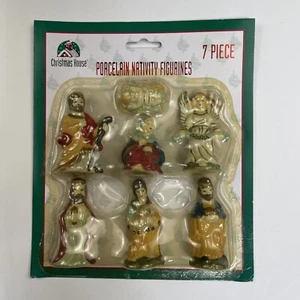 Vintage 7 piece porcelain nativity figures. Christmas House 2.5 inches tall - Picture 1 of 9