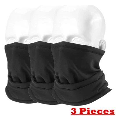 3 Pcs Tube Scarf Bandana Face Mask Mouth Cover Gaiter Multi-use Head Wear Black - Image 1 of 4