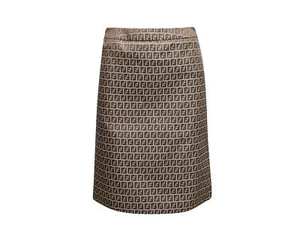 Tan & Brown Fendi Zucchino Pencil Skirt Size IT 38 - Picture 1 of 5