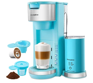 Sincreative 2 in 1 Single Serve Coffee Maker with Milk Frother KCM207, Open Box - Picture 1 of 11