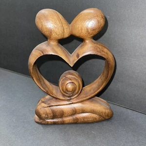 Nyoman Karsa Hand Carved Wood Sculpture "Love of My Life Romantic Kissing Family - Picture 1 of 3