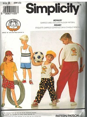 7250 Vintage Simplicity Sewing Pattern Boys Girls Pants Shorts Hat Knit Tops OOP - Image 1 of 2