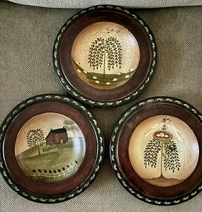 3 Kennedys Country Collection Primitive Tole Painted Bowls Love Birds Farm Sheep - Picture 1 of 6