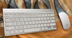 Genuine Apple Wireless Bluetooth Keyboard A1314 & Mouse A1296 Mac Aluminium - Picture 1 of 4