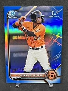 2022 1st BOWMAN CHROME BLUE REFRACTOR AEVERSON ARTEAGA /150 GIANTS #BCP-82 - Picture 1 of 2