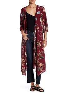 Lola 161070 Women's Floral Midi Wrap Dress 3/4 Sleeve Burgundy Sz. L - Picture 1 of 2