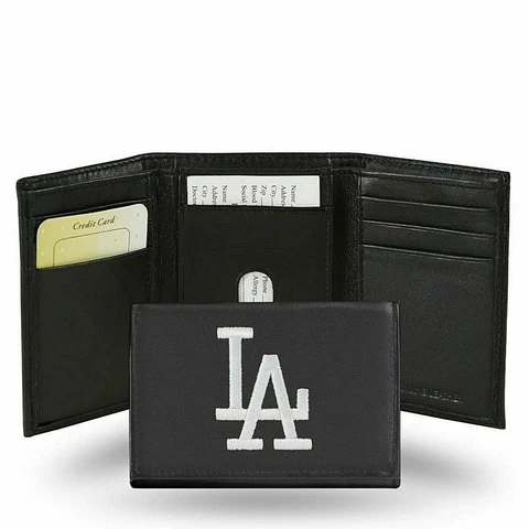 Los Angeles Dodgers MLB  " White LA " Embroidered Leather Tri-fold Wallet Cover