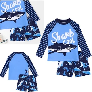 Kids Boys Shirt And Shorts Swimming Swimwear Beach Top With Short Pants Sport - Picture 1 of 15