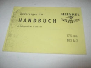 Heinkel Literatur deutsche Sprache Heinkel Änderungen im Handbuch - Bild 1 von 1