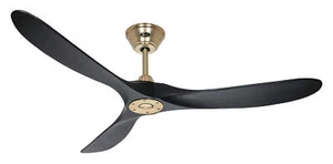 DC ceiling fan with remote control Eco Genuino Brushed Brass & Black 152 cm 60" - Picture 1 of 3