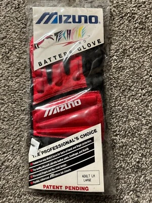 MLB Mizuno TechFIRE PRO Batters Glove Adult Large L New Vintage Left Hand LH Red - Image 1 of 2