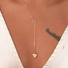 Adjustable Love Heart Pendant Lariat Necklace Y-drop Chain Tassel Jewellery