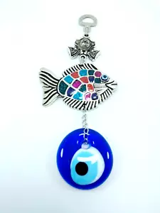 Fisch böser Blick Glas Perle Wanddekor, türkisch handgefertigt großes Amulett, Nazar Boncugu - Bild 1 von 8