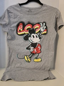 Disney Mickey Mouse "COOL" Womens Gray T-Shirt  Size Large 11-13  - Picture 1 of 4