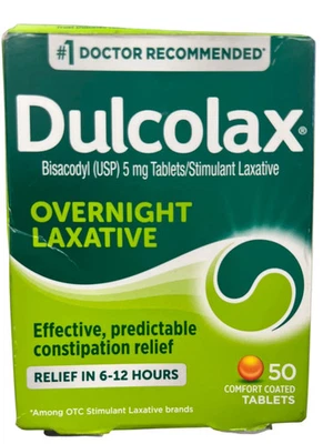 Dulcolax Laxative Tablets 5mg 50 Ct Overnight Constipation Relief with Bisacodyl - Image 1 of 2