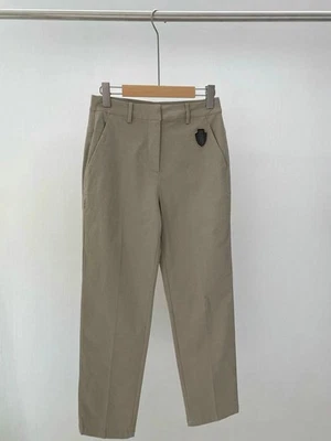 Pantalones informales Brunello Cucinelli para mujer otoño invierno nuevos de algodón de talle alto Foto 1 de 4