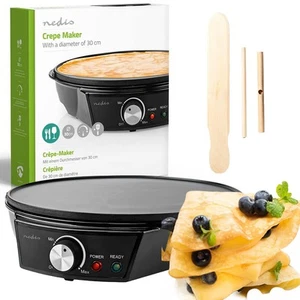CREPERIA PIASTRA ELETTRICA CREPES PROFESSIONALE 30CM 1200WATT NEDIS ITALIA - Foto 1 di 11