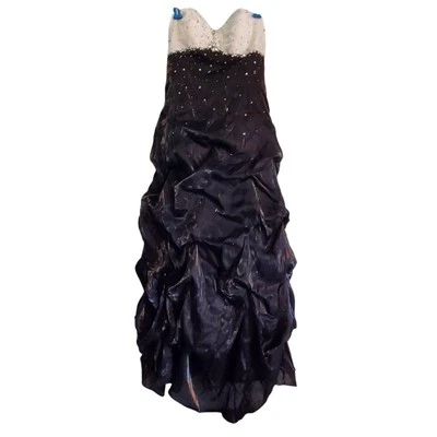 Maxi Vestido De Colección Y2K Salto Gótico Volantes Lentejuelas Brillante Baile de graduación Blanco y Negro Foto 1 de 4