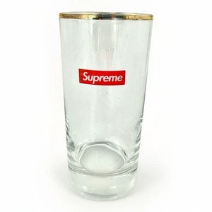 Supreme Bar Glass Original Box Logo Cup Pint Gold Rim Fall Winter 2015 FW15 - Picture 1 of 4