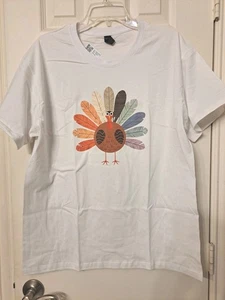Camiseta para mujer colorida blanca pavo de acción de gracias talla XL NUEVA en paquete - Imagen 1 de 5