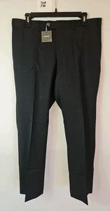 Pantalones Indochino personalizados grises a cuadros delanteros planos para hombre talla 34,5x26 - Imagen 1 de 5